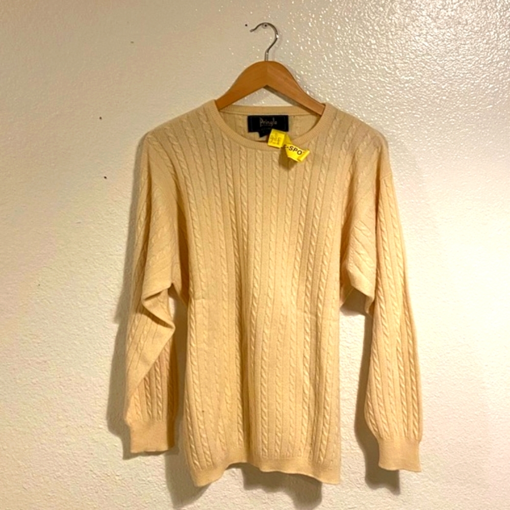 Vintage PRINGLE cable knit cashmere sweater